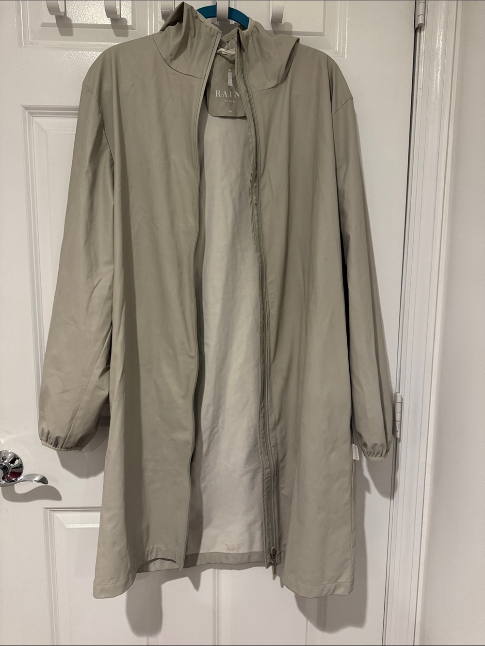 RAINS Grey Mid length Rain Coat Lightweight M/L
